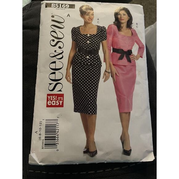 BUTTERICK See & Sew Sewing Pattern B5169 Women Sizes 6-8-10-12 Jacket Skirt Suit - Picture 1 of 3
